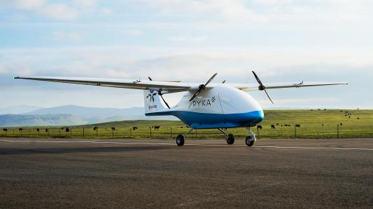 A Pelican plane on a runway